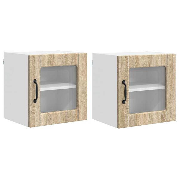 vidaXL Eldh&uacute;s sk&aacute;pur 2 pcs Sonoma Eik 40 x 31 x 40 cm Samsettur vi&eth;ur