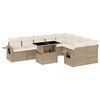 vidaXL 10 Hluta Gar&eth;s&oacute;fasett me&eth; Sessum Drappa&eth; P&oacute;l&yacute;rattan