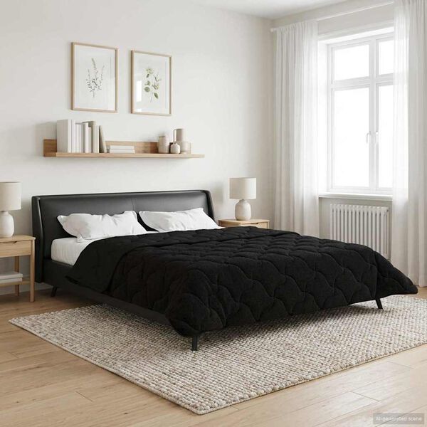 vidaXL Full &aacute;rs d&yacute;na Svartur 240 x 260 cm Microfiber og Teddy f&oacute;&eth;ri&eth;