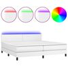 vidaXL H&oacute;lfa&eth; Springr&uacute;m me&eth; D&yacute;nu&LED Hv&iacute;tur 200x200 cm Gervile&eth;ur