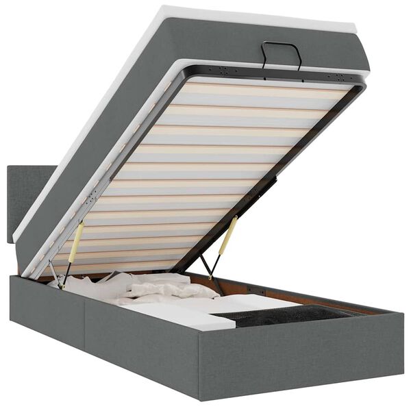 vidaXL Ottoman r&uacute;mgrind me&eth; d&yacute;nu D&ouml;kkgr&aacute;um 100x200 cm Efni