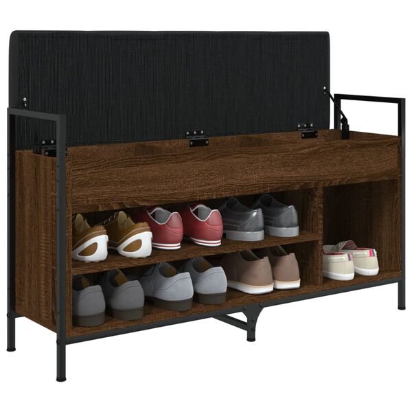 vidaXL Sk&oacute;bekkur Br&uacute;n Eik 105,5x32x57,5 cm Samsettur Vi&eth;ur