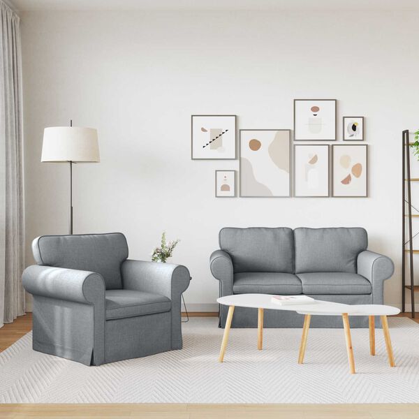 vidaXL S&oacute;fi 2 pcs Lj&oacute;sgr&aacute;r 155 x 82 x 80 cm d&uacute;kur