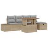vidaXL Gar&eth;s&oacute;fa sett 6 pcs Drapplita&eth;ur p&oacute;l&yacute;rattan