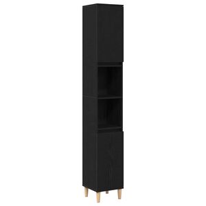 vidaXL Baðherbergisskápur Svartur Eik 30 x 30 x 190 cm Samsettur viður