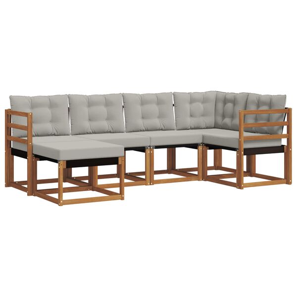 vidaXL &Uacute;ti s&oacute;fasett me&eth; p&uacute;&eth;i 6 pcs N&aacute;tt&uacute;rulegt og Lj&oacute;st Gr&aacute;tt