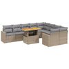 vidaXL 10 Hluta Gar&eth;s&oacute;fasett me&eth; Sessum Drappa&eth; P&oacute;l&yacute;rattan