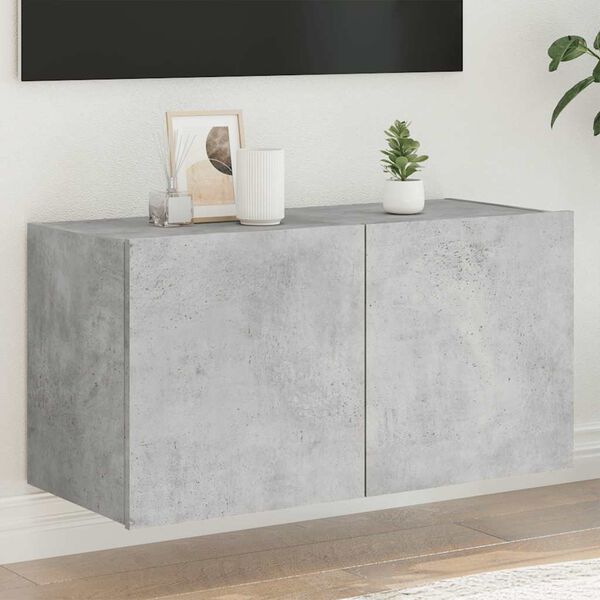 vidaXL Veggsj&oacute;nvarpssk&aacute;pur me&eth; LED-lj&oacute;sum Steypugr&aacute;r 80x35x41 cm