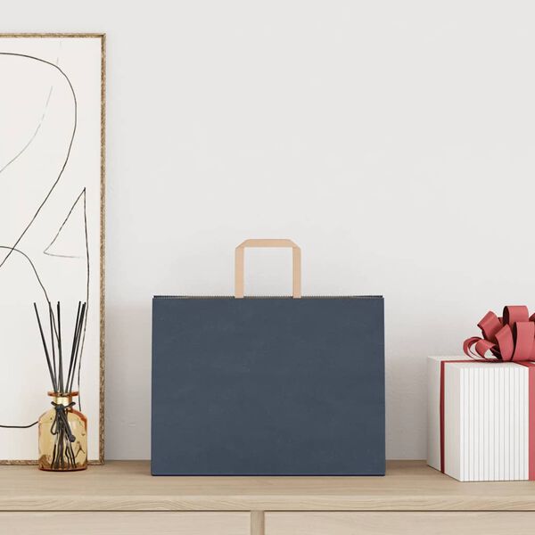 vidaXL Papp&iacute;rspokar 250 stk me&eth; Handf&ouml;ngum Bl&aacute;ir 32x17x25 cm