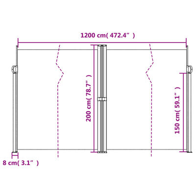 vidaXL Útdraganlegur Hliðarskjólveggur Blár 200x1200 cm