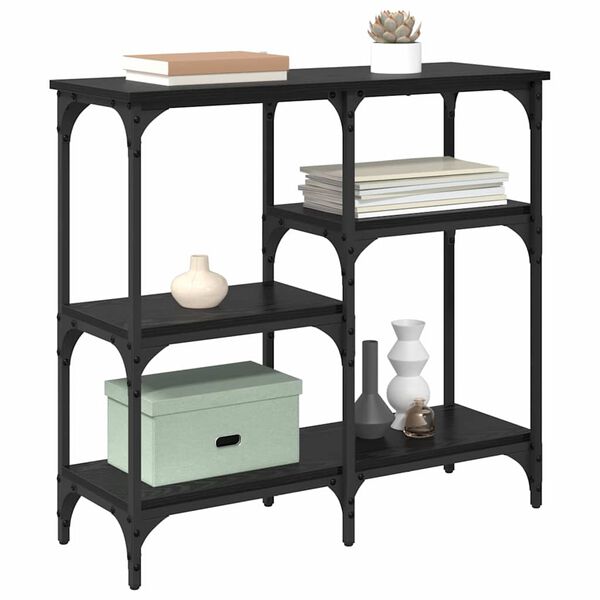 vidaXL Veggbor&eth; me&eth; hillu Svartur Eik 80 x 29 x 75 cm Samsettur vi&eth;ur