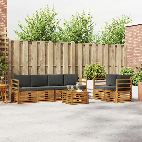 vidaXL &Uacute;ti s&oacute;fasett 7 pcs N&aacute;tt&uacute;rulegt og Antrac&iacute;t Hrein akas&iacute;utr&eacute;