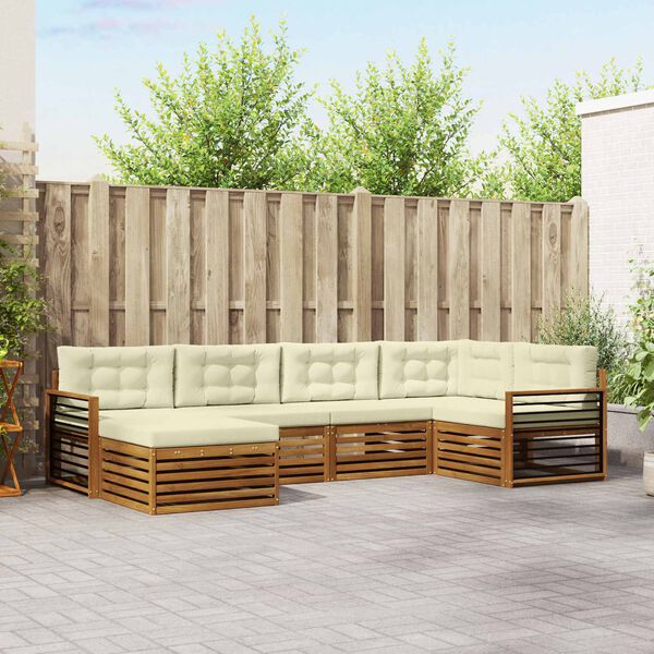 vidaXL &Uacute;ti s&oacute;fasett me&eth; p&uacute;&eth;i 6 pcs N&aacute;tt&uacute;rulegt og Krem