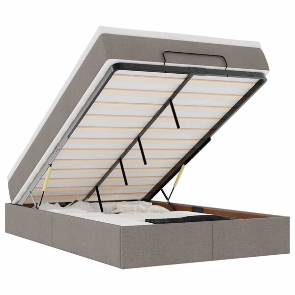 vidaXL Ottoman r&uacute;m me&eth; d&yacute;nu Taupe 120x200cm Efni