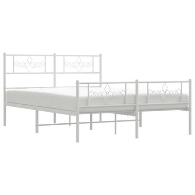 vidaXL Rúmgrind úr Málmi með Höfuðgafli & Fótagafli Hvít 150x200 cm