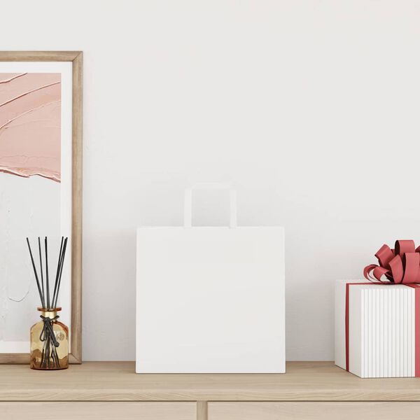 vidaXL Papp&iacute;rspokar 50 stk me&eth; Handf&ouml;ngum Hv&iacute;tir 26x17x25 cm