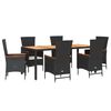 vidaXL 7 Hluta Gar&eth;bor&eth;stofusett me&eth; Sessum Svart P&oacute;l&yacute;rattan