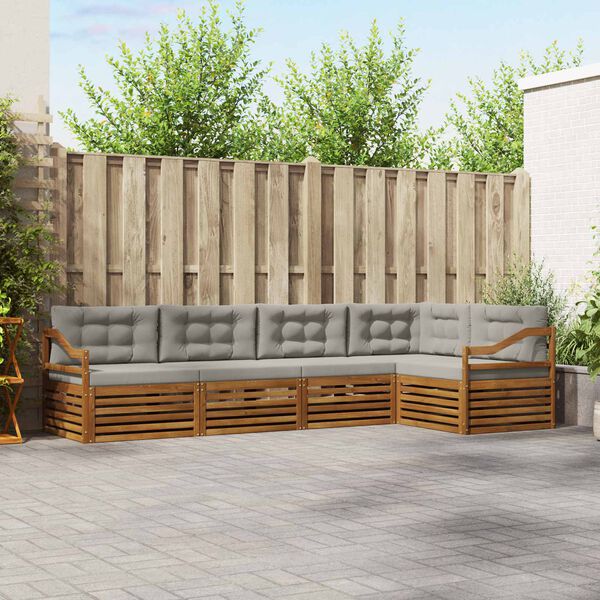 vidaXL &Uacute;ti s&oacute;fasett 5 pcs N&aacute;tt&uacute;rulegt og Lj&oacute;st Gr&aacute;tt Hrein akas&iacute;utr&eacute;