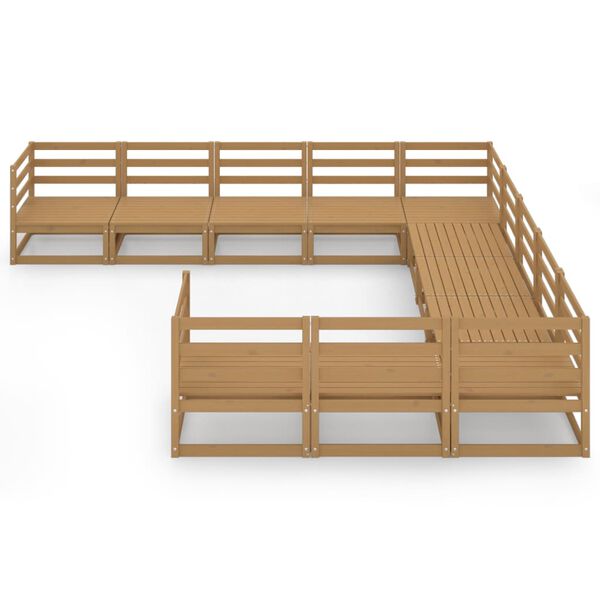 vidaXL 11 Parta Garðsófasett Gegnheill Furuviður