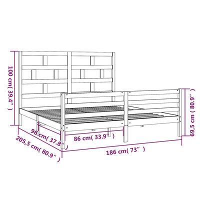 vidaXL Rúmgrind án Dýnu Gegnheil Viður King Size