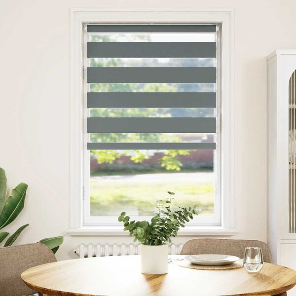 vidaXL Zebra Gard&iacute;na D&ouml;kkgr&aacute;tt 80x100 cm Efni Breidd 75,9 cm P&oacute;l&yacute;ester