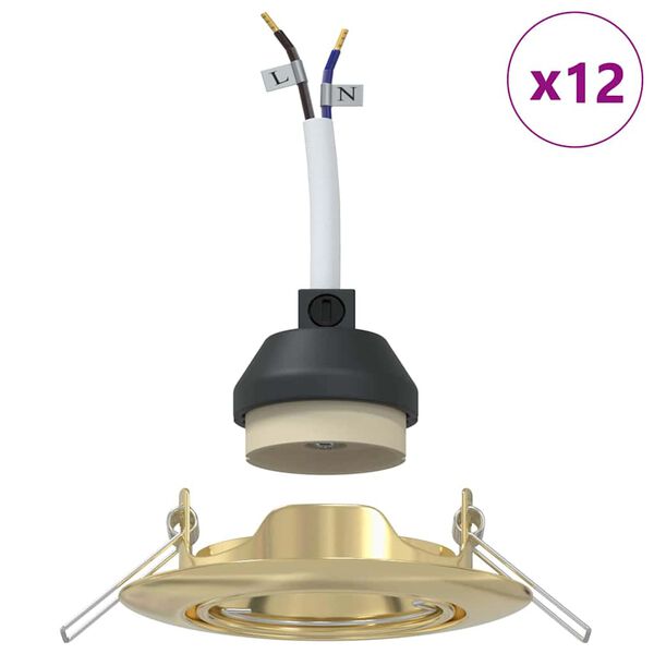 vidaXL Spotlight 12 pcs gold 9 x 9 x 2.5 cm metal