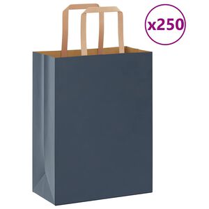 vidaXL Pappírspokar 250 stk með Handföngum Bláir 21x11x28 cm