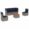 vidaXL 6 -Hluta Gar&eth;s&oacute;fasett me&eth; Sessum Gr&aacute;tt P&oacute;l&yacute;rattan
