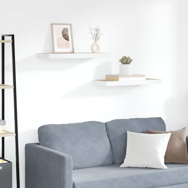 vidaXL Vegghengdar Hillur 2 stk. Eikarlitur & Hv&iacute;tur 60x23,5x3,8cm MDF