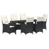 vidaXL Gar&eth;ur bor&eth;sett me&eth; p&uacute;&eth;i 7 pcs Svartur p&oacute;l&yacute;rattan