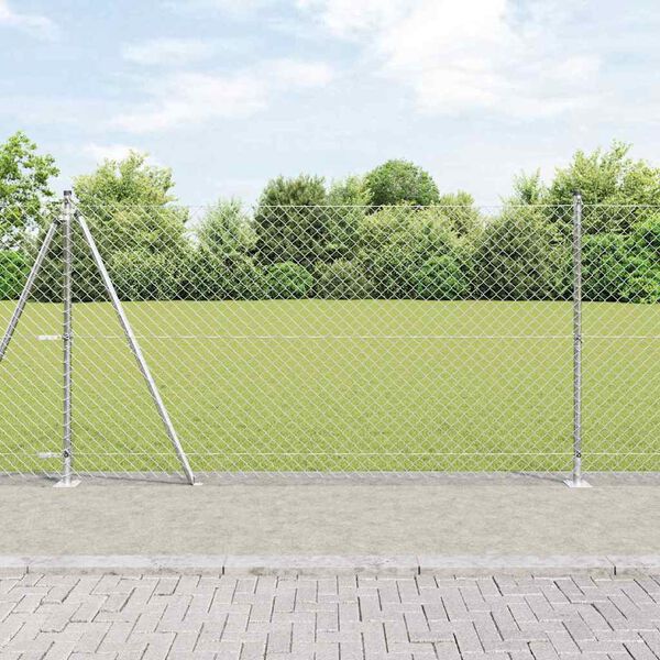 vidaXL Gir&eth;ingarp&oacute;stur Silfur 10 x 1,2 m (40 x 40 mm net) St&aacute;l