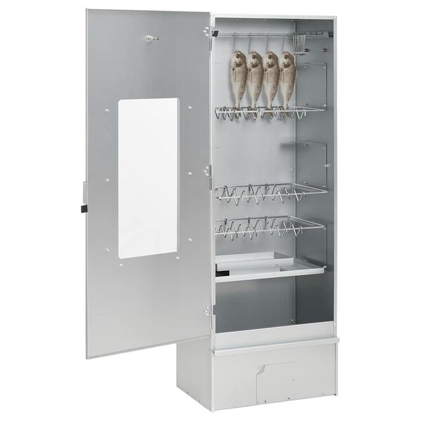 vidaXL BBQ Reykofn me&eth; Vi&eth;arsp&oacute;num 44,5x29x100 cm Galvanh&uacute;&eth;a&eth; St&aacute;l