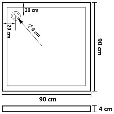 vidaXL Sturtubotn með Doppum Hvítur 90x90x4 cm ABS