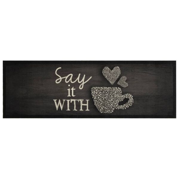 vidaXL Eldh&uacute;smotta &THORN;vottheld Kaffibollamynstur 60x180 cm Svart Flauel