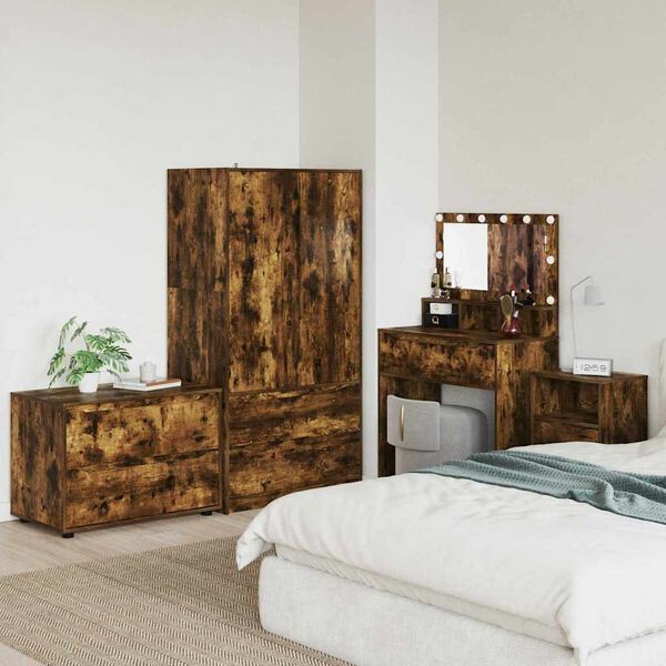 vidaXL Geymslusk&aacute;pur Rau&eth;-eik 80 x 48 x 57 cm Samsettur vi&eth;ur