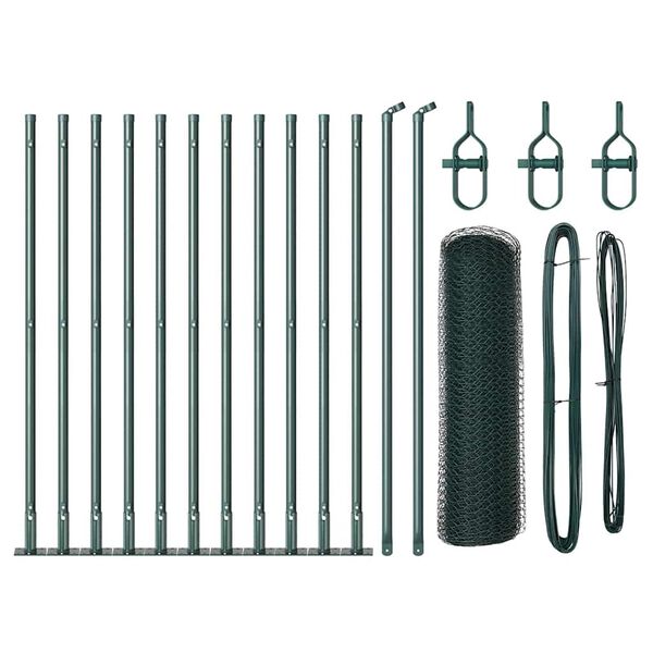 vidaXL Gir&eth;ingarp&oacute;stur Gr&aelig;nn 25 x 0,5 m (13 mm mesh) St&aacute;l