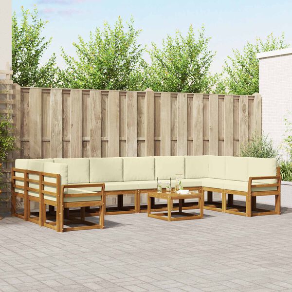 vidaXL &Uacute;ti s&oacute;fasett me&eth; p&uacute;&eth;i 11 pcs N&aacute;tt&uacute;rulegt og Krem