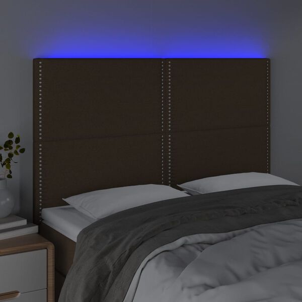 vidaXL LED h&ouml;fu&eth;gafl D&ouml;kkbr&uacute;nt 144x5x118/128 cm Efni