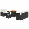 vidaXL Gar&eth;s&oacute;fa sett me&eth; p&uacute;&eth;i 8 pcs Svartur p&oacute;l&yacute;rattan