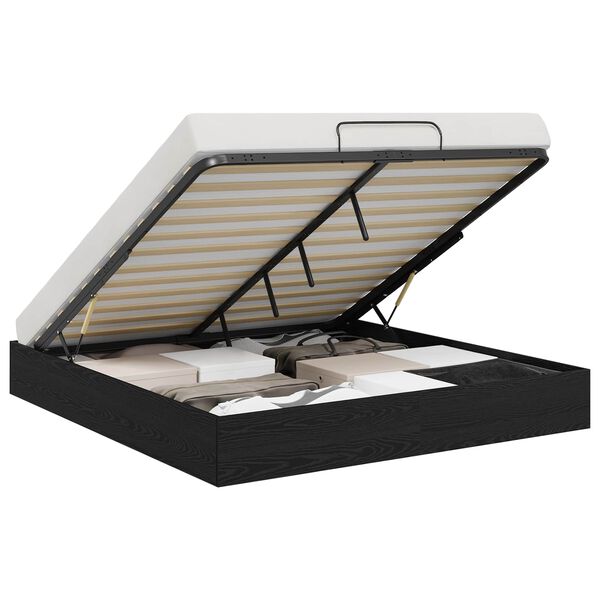 vidaXL Ott&oacute;man s&aelig;ngurrammi Svart Eik 203 x 160 x 25 cm Verkefnavi&eth;ur