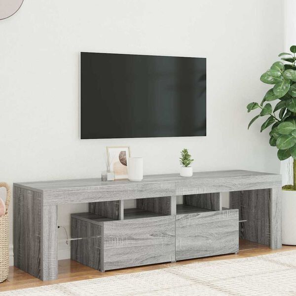 vidaXL Sjónvarpsskápur með LED Grár Sonoma 140x36,5x40 cm