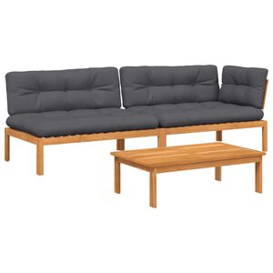 vidaXL 3 Hluta Pallas&oacute;fasett me&eth; Sessum Gegnheill Akas&iacute;uvi&eth;ur