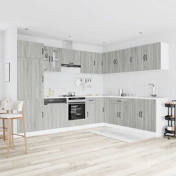 vidaXL 14 stykki Eldh&uacute;ssk&aacute;pasett Lucca Gr&aacute;r Sonoma Samsettur Vi&eth;ur