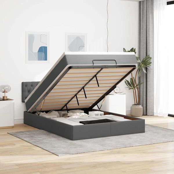 vidaXL Ottoman R&uacute;m me&eth; D&yacute;nu D&ouml;kkgr&aacute;r 140x190 cm D&uacute;kur