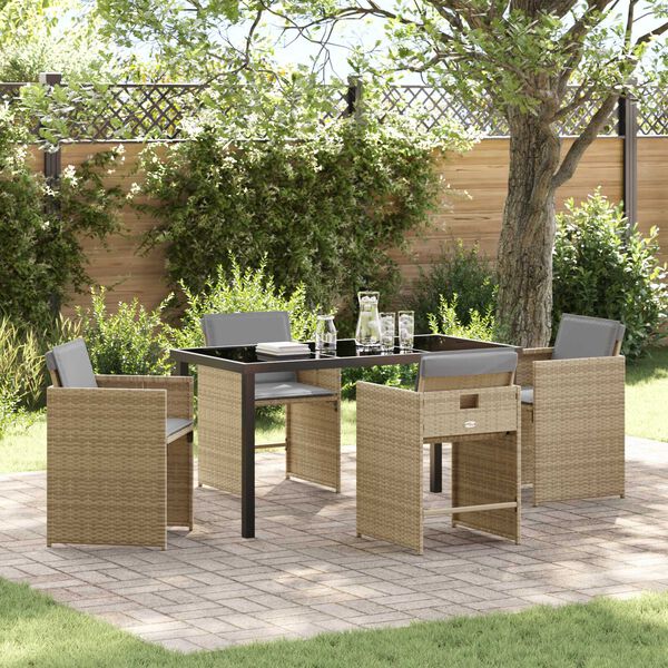 vidaXL Gar&eth;ur bor&eth;sett 5 pcs Drapplita&eth;ur p&oacute;l&yacute;rattan