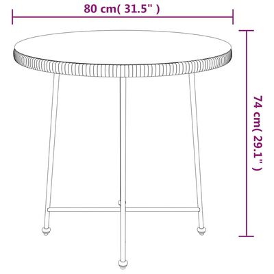 vidaXL Borðstofuborð Svart Ø80 cm Hert Gler og Stál