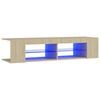 vidaXL Sj&oacute;nvarpssk&aacute;pur me&eth; LED-lj&oacute;sum Sonoma Eik 135x39x30 cm
