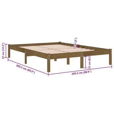 vidaXL Rúmgrind án Dýnu Ljósbrún Gegnheil Viður 200x200 cm