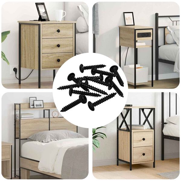 vidaXL Sj&aacute;lfvirkur Nagli 9000 pcs Svartur St&aacute;l