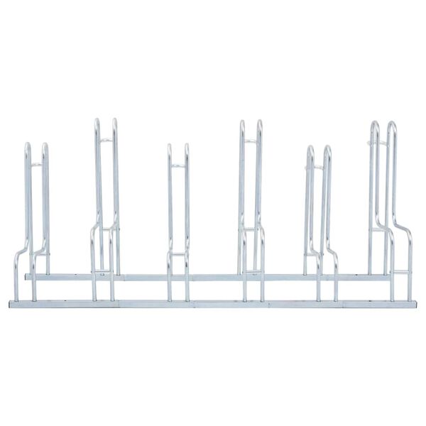 vidaXL Hjólagrind fyrir 6 Hjól Frístandandi Sínkhúðað Stál